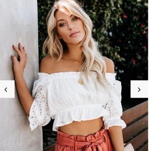 New Vici Cynthia Cotton Eyelet Crop Top (Small)